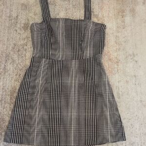 Black and White Pleated A-line Mini Dress